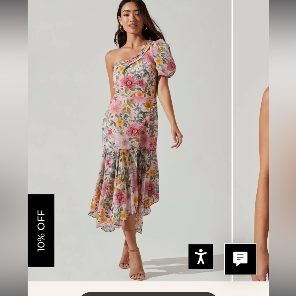 SANTORINI ONE SHOULDER MIDI DRESS in floral print